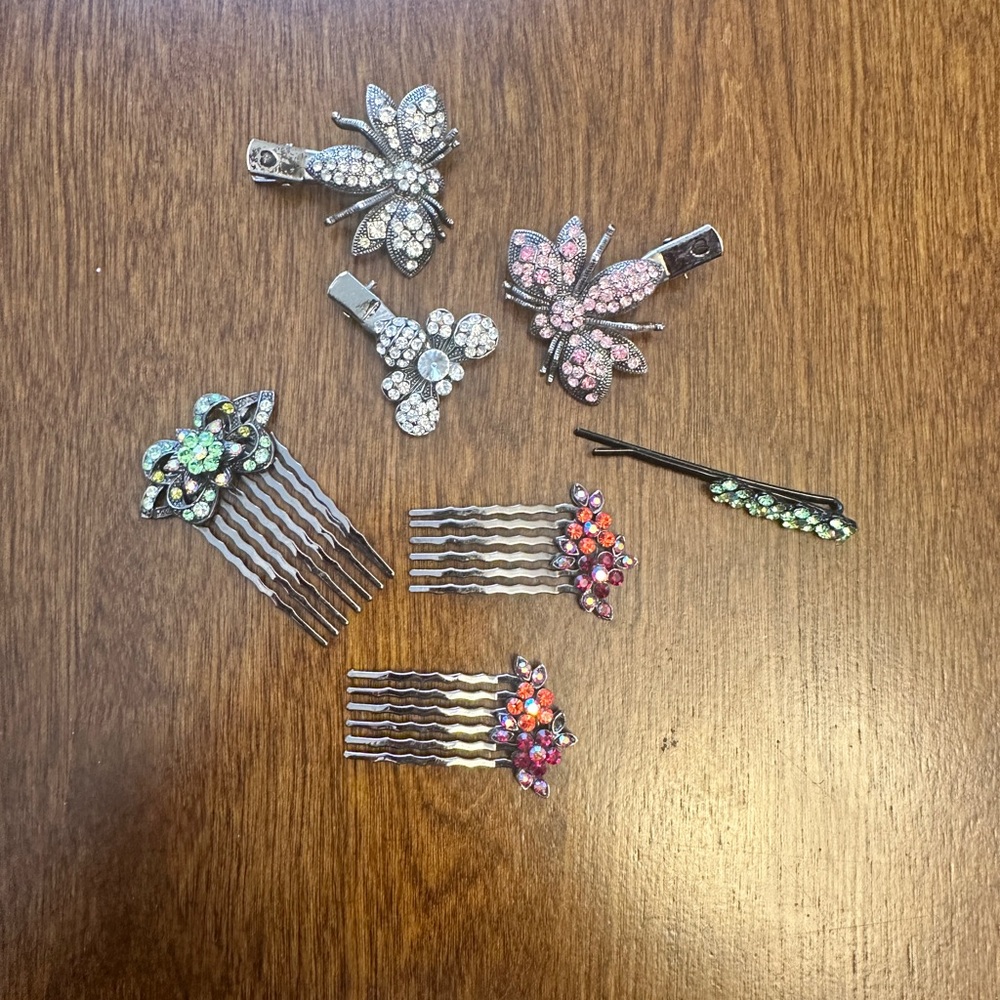 Sparkling Butterfly and Floral Hair Clips